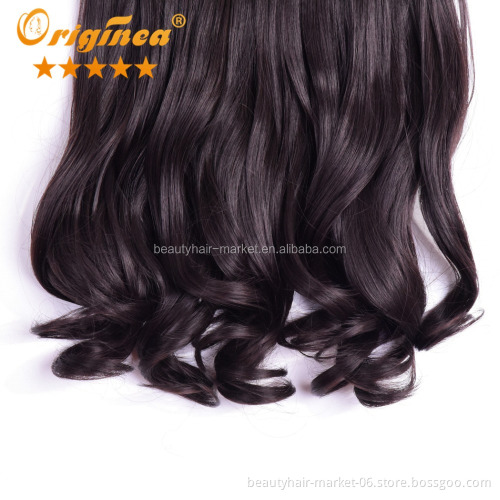 Wholesale price good synthetic hair weaves on clips in synthetic hair extension Emma color 4#